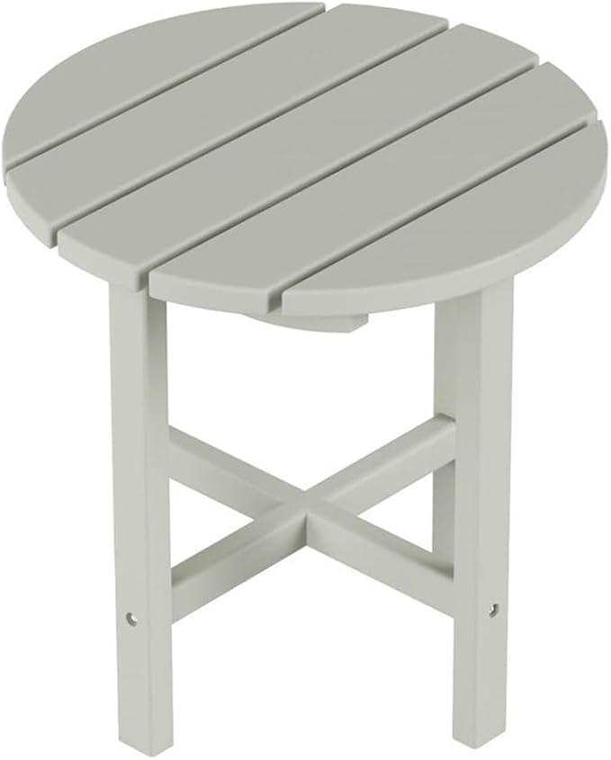 Costaelm Round Outdoor Side Tables, Adirondack Patio Tables for Outside, HDPE Patio End Table Weather Resistant, Balcony Table for Pool, Seaside, Backyard, Porch, Indoor Companion, Sand