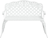 42.5 inch Outdoor Garden Bench, Cast Aluminum and Iron Patio Bench with Floral Backrest - Photo 4
