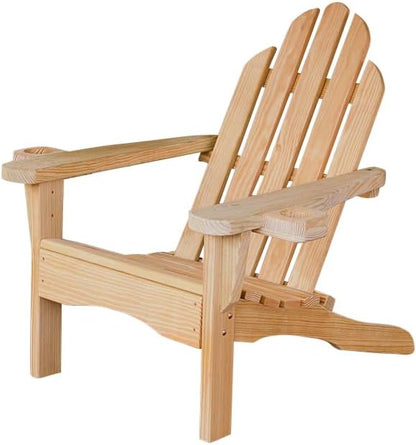 Amish Casual Heavy Duty Adirondack Chair with Cup Holder in Unfinished - Authentic Amish Craftmanship from Treated Pine, Outdoor Chair Made in The USA, 800 Lb Weight Capacity