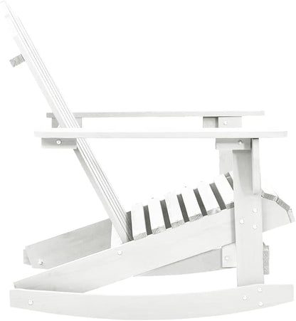 White Hardwood Outdoor Rocking Chair 36 x 27.6 x 36.2 in Vintage Patio Rocker Natural Wood Porch Seat for Garden Balcony Terrace