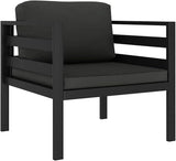 Anthracite Modular Outdoor Sofa 27.6 x 29.5 x 25.4 in Single Patio Couch Powder-Coated Aluminum Frame Removable - Photo 2