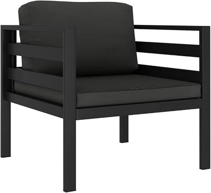 Anthracite Modular Outdoor Sofa 27.6 x 29.5 x 25.4 in Single Patio Couch Powder-Coated Aluminum Frame Removable Cushions for Garden Balcony Terrace