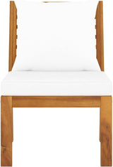 Outdoor Sectional Middle Sofa with 4 Cream Cushions, Solid Acacia Wood Frame and Polyester Fabric - Photo 4