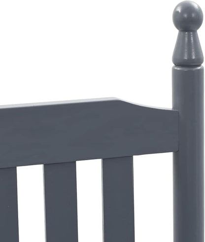 Rustic Rocking Chair for Porch, Indoor Outdoor Solid Poplar Wood Rocker with Ergonomic Curved Seat and Matte Grey Finish, Comfortable Patio Furniture for Living Room, 32.3W x 23.8L x 56.7H
