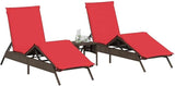 Patio Sun Lounger Set of 2, Outdoor Adjustable Reclining Chaise Lounge Chair with Thick Cushions - Photo 3