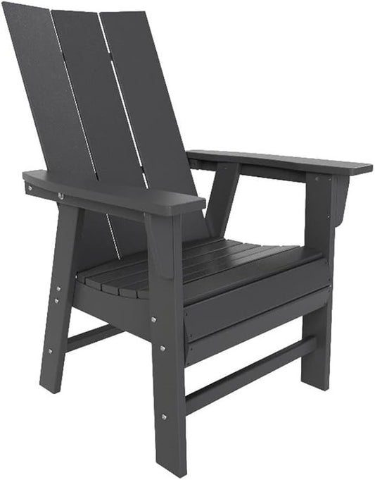 Costaelm Outdoor Adirondack Chair, HDPE Patio Balcony Chairs, Portside Seashell Nautical Curveback Adirondack Chair and Fire Pit Chairs, Gray