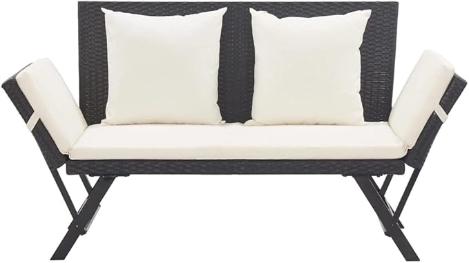 Patio Bench with Cushions, Outdoor Sunbed, Cushion Cover Removable, Garden Bench, Easy to Clean for Patio, Garden, Patio - Photo 3
