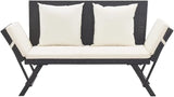 Patio Bench with Cushions, Outdoor Sunbed, Cushion Cover Removable, Garden Bench, Easy to Clean for Patio, Garden, Patio - Photo 3