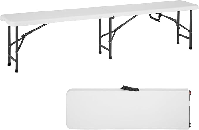 PayLessHere Portable 6 FT Plastic Folding Bench for Outdoor Use, Complete with Carrying Handle for Picnics Camping Dining Parties (1)