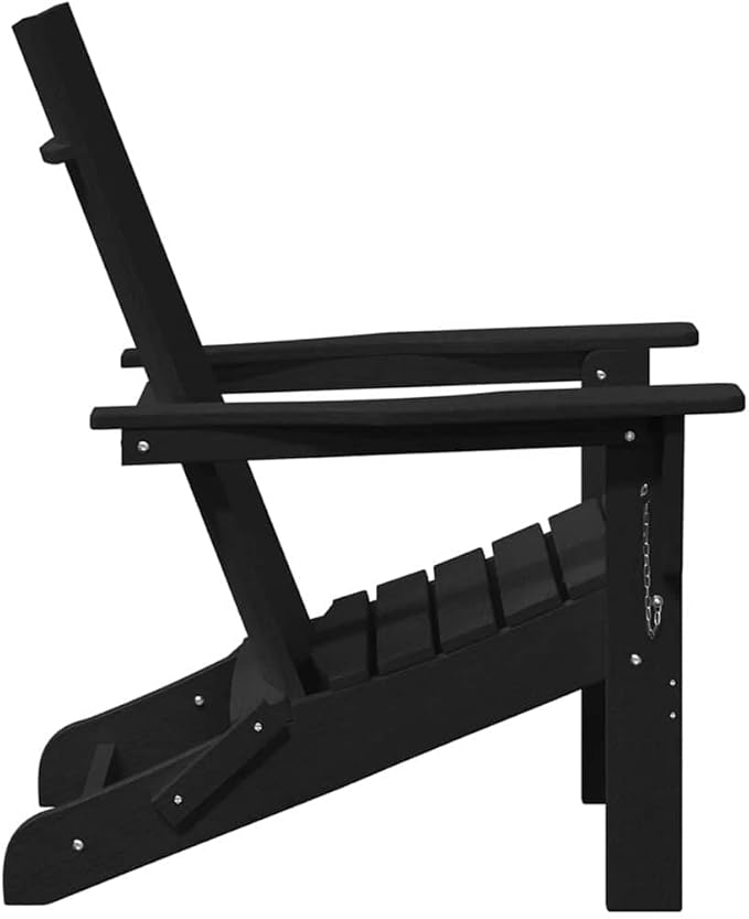 Folding Adirondack Chair, Weather-Resistant HDPE Outdoor Patio Seat, Modern Garden Lounge Chair for Porch, Deck, and Backyard, Black