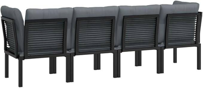 4-Piece Modular Outdoor Sectional Sofa Set in Synthetic Poly Rattan, Black/Grey, 24.4x24.4x26.8 in - Photo 5