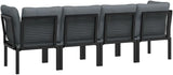 4-Piece Modular Outdoor Sectional Sofa Set in Synthetic Poly Rattan, Black/Grey, 24.4x24.4x26.8 in - Photo 5