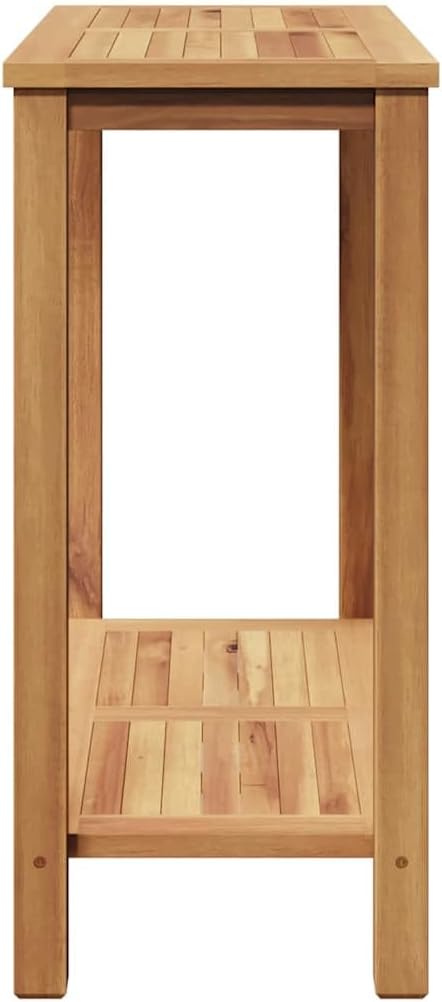 Solid Teak Wood Console Table 33.46 x 13.78 x 29.53 in Brown for Outdoor Patio Garden with Storage Space Modern - Photo 6