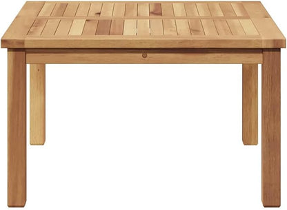 Modern 24 in Brown Solid Teak Coffee Table Minimalist Outdoor Patio Cocktail Accent Square 23.62 x 23.62 x 14.17 in for Garden Balcony Porch Backyard