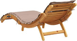 Solid Acacia Wood Sun Lounger, Taupe Patio Chaise Lounge Chair for Poolside and Garden - Photo 6