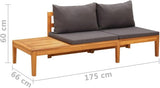 Patio Bench with Table Dark Gray Cushions Solid Acacia Wood Outdoor Chairs Furniture Outdoor Patio Furniture Set - Photo 2