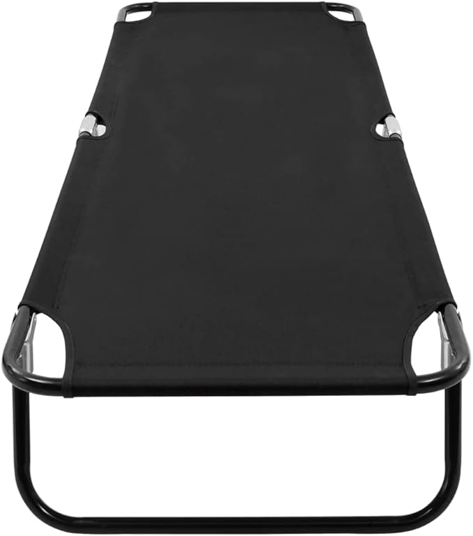 Folding Black Sun Lounger Outdoor Chaise Lounge 22.8 x 74.8 x 11 in Powder-Coated Steel 600D Polyester Reclining Chair for Garden Patio Poolside