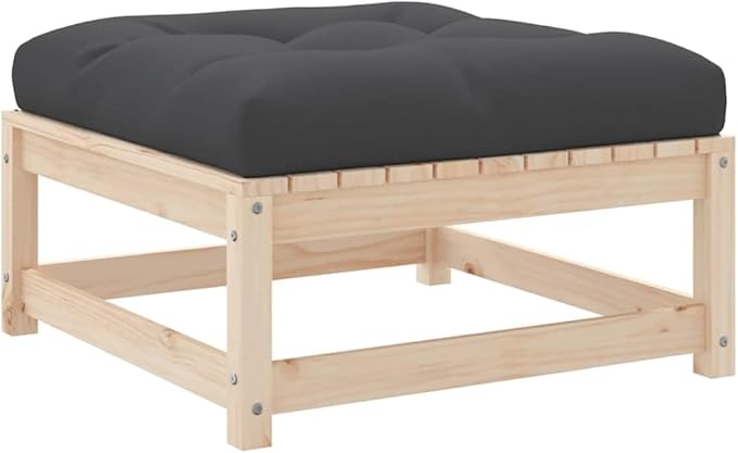 Rustic Anthracite Solid Pine Wood Modular Footstool for Patio and Garden with Weather-Resistant Cushion - Photo 8