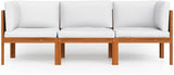 3-Seater Garden Sofa Solid Acacia Wood Outdoor Furniture with Weather-Resistant Cushions Rustic Patio Seating for - Photo 3