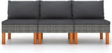 3-Piece Outdoor Sofa Grey Rattan Modular Patio Couch 25x24x26 in Weather-Resistant PE Wicker Comfortable Cushions - Photo 2