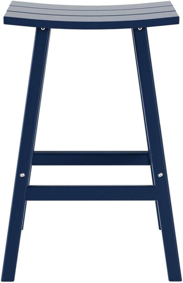 Costaelm All-Weather Outdoor Bar Stools, 29" Height Patio Stools & Bar Chairs, Adirondack Poly Patio Bar Stool for Patio, Deck, Kitchen Counter and Garden, Navy Blue