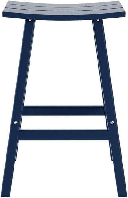 Costaelm All-Weather Outdoor Bar Stools, 29" Height Patio Stools & Bar Chairs, Adirondack Poly Patio Bar Stool for Patio, Deck, Kitchen Counter and Garden, Navy Blue
