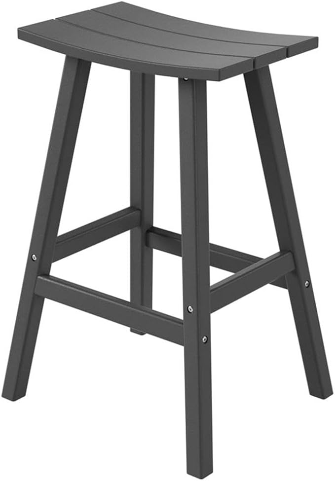 Costaelm All-Weather Outdoor Bar Stools, 29" Height Patio Stools & Bar Chairs, Adirondack Poly Patio Bar Stool for Patio, Deck, Kitchen Counter and Garden, Gray