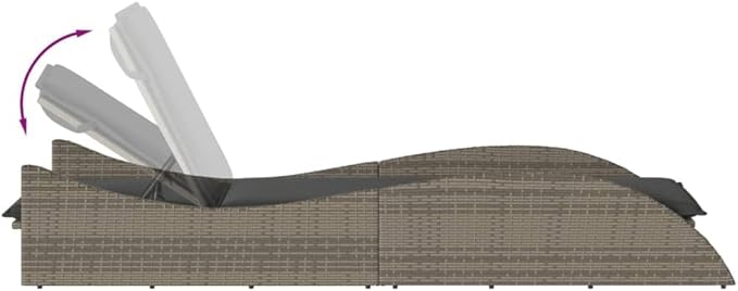 Grey PE Rattan Adjustable Chaise Lounge Chair Outdoor Patio Lounger 80.7"x23.6"x28.7" with 3-Position Recline & - Photo 7