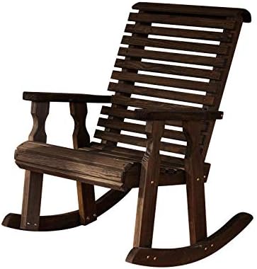 Amish Heavy Duty 600 Lb Roll Back Pressure Treated Rocking Chair (Dark Walnut Stain)
