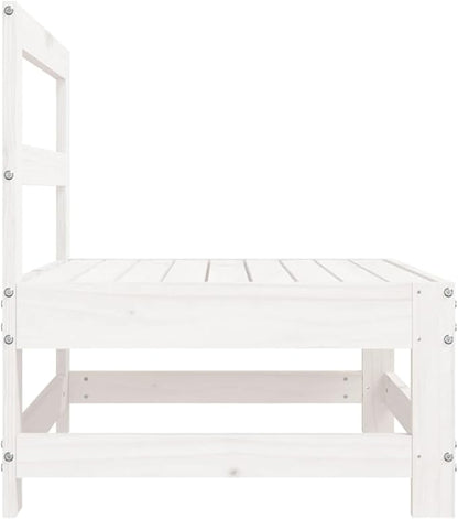 Rustic White Outdoor Sectional Sofa Unit 24.4" Square Solid Pine Wood Modular Patio Couch for Garden Balcony
