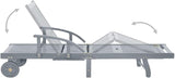 Solid Acacia Wood Gray Sunlounger 78.7x26.8x34 in with Adjustable Backrest & Wheels - Photo 8