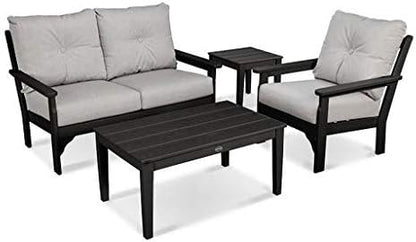 POLYWOOD® Vineyard Deep Seating Set, Black/Granite