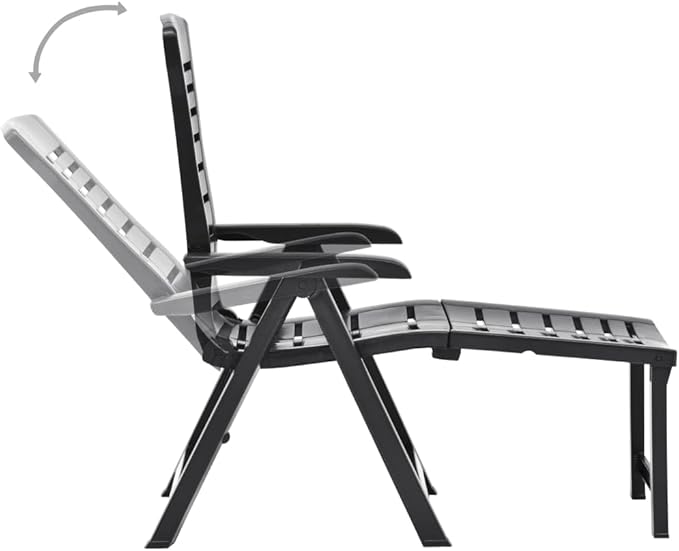 Adjustable Anthracite Outdoor Chaise Lounge, 42.5"x23.2"x42.5" Foldable Sun Lounger in Robust Synthetic Plastic, Zero-Assembly Poolside Patio Deck Seating for Garden Balcony & Beach