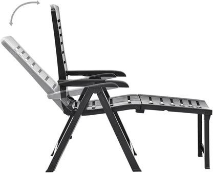 Adjustable Anthracite Outdoor Chaise Lounge, 42.5"x23.2"x42.5" Foldable Sun Lounger in Robust Synthetic Plastic, Zero-Assembly Poolside Patio Deck Seating for Garden Balcony & Beach