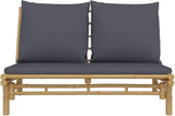 Bamboo Outdoor Loveseat Patio Couch with Dark Grey Cushions 45.3 in Natural Bamboo Fiber 485 lbs Weight Limit for - Photo 4
