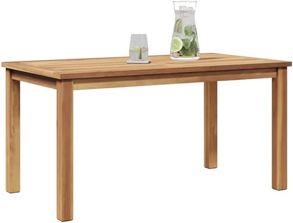 Outdoor Coffee Table Solid Teak Wood Patio Garden Furniture 35.43 x 19.69 x 17.91 Inches, Minimalist Weather-Resistant Low Table for Backyard Deck