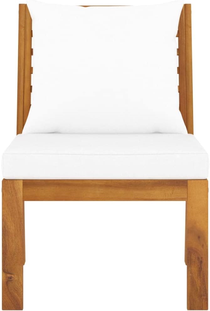 Garden Lounge Set Cream and Acacia Wood Terrace Seating Exterior Settee for Balcony Poolside
