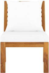 Garden Lounge Set Cream and Acacia Wood Terrace Seating Exterior Settee for Balcony Poolside - Photo 9