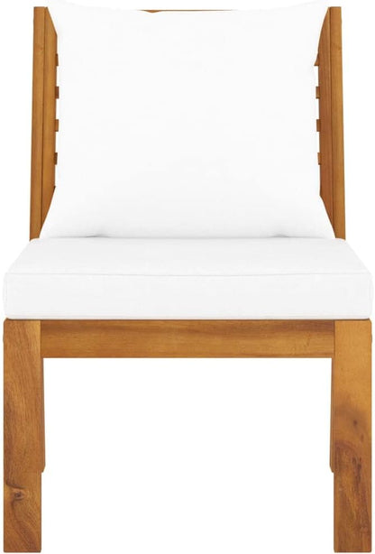 Garden Lounge Set Cream and Acacia Wood Terrace Seating Exterior Settee for Balcony Poolside