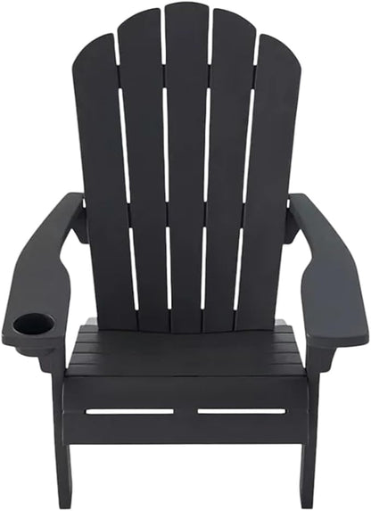 Modern Adirondack Chair with Cup Holder, Outdoor Patio Furniture (Graphite Gray)