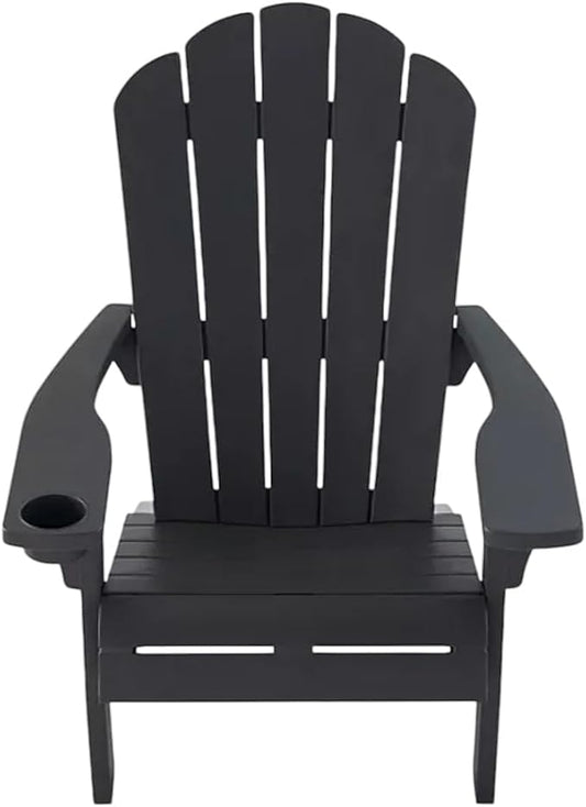 Modern Adirondack Chair with Cup Holder, Outdoor Patio Furniture (Graphite Gray)