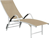 Extra High Cream Adjustable Armrests Sun Lounger Outdoor Textilene Aluminum Frame 76 x 23.8 x 37.8 in Modernes Design - Photo 1