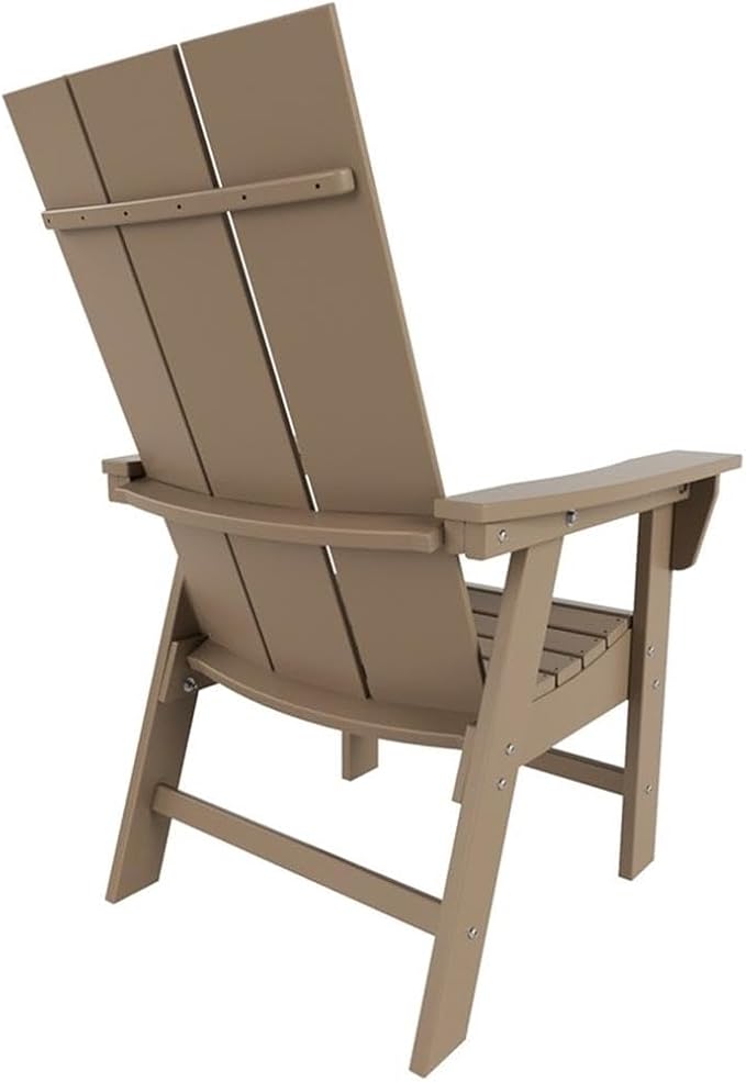 Costaelm Outdoor Adirondack Chair, HDPE Patio Balcony Chairs, Portside Seashell Nautical Curveback Adirondack Chair and Fire Pit Chairs, Weathered Wood