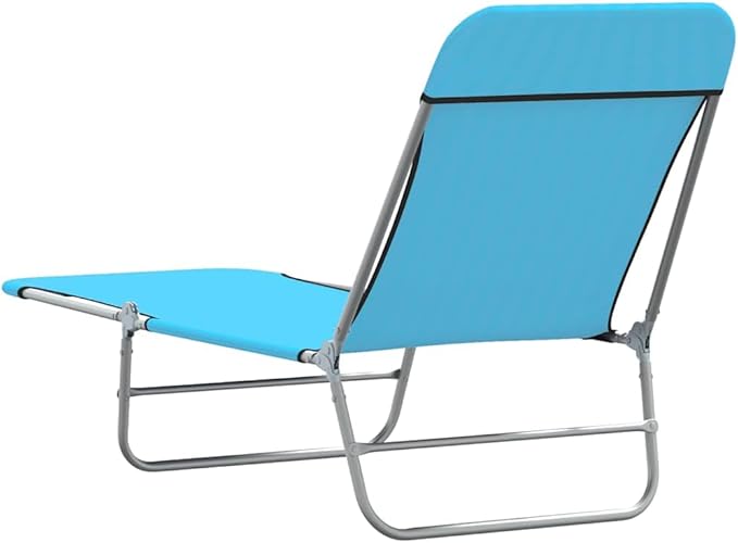 Folding Blue Outdoor Chaise Lounge Set of 2, 72 x 22 x 9 in Powder-Coated Steel, Adjustable Backrest, Lightweight Beach Lounge Chair for Patio Poolside Garden