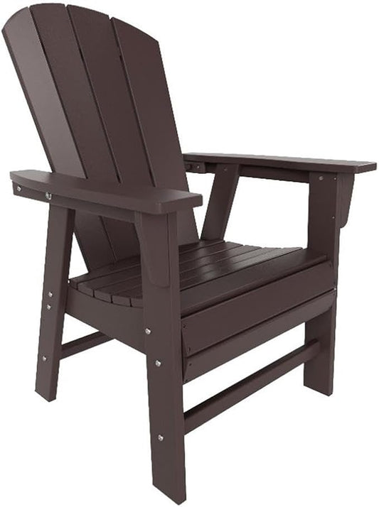 Costaelm Outdoor Adirondack Chair, HDPE Patio Balcony Chairs, Portside Seashell Nautical Curveback Adirondack Chair and Fire Pit Chairs, Dark Brown