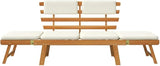 Outdoor Sun Bed Light Brown and Cream Solid Acacia Wood Standard - Photo 4