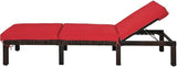 Pemberly Row Outdoor Lounge Chair, Steel and PE Rattan, Adjustable Reclining, Removable Cushion, Red, 77.5 x 26 Inch - Photo 6