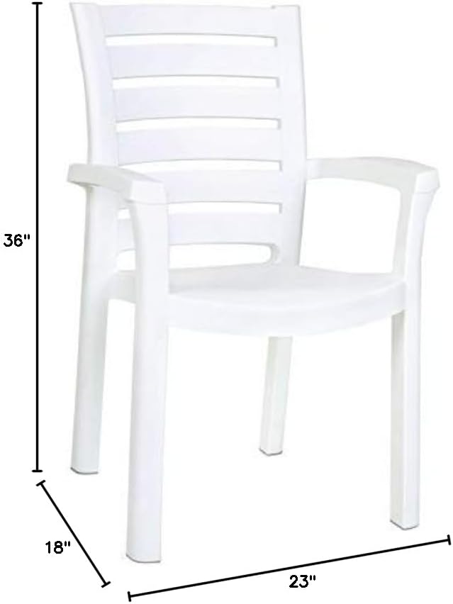 Compamia Marina Resin Patio Dining Arm Chair in White (Set of 2)