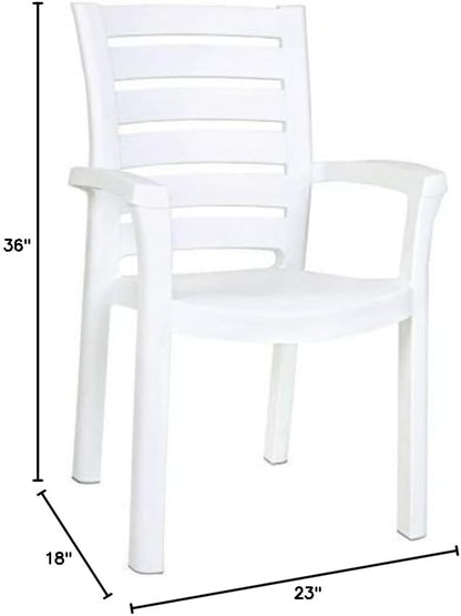 Compamia Marina Resin Patio Dining Arm Chair in White (Set of 2)