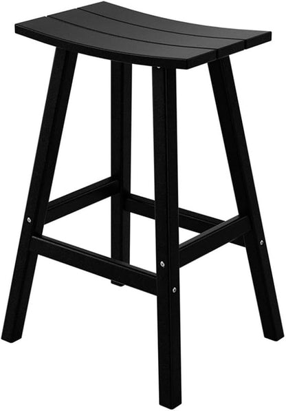 Costaelm All-Weather Outdoor Bar Stools, 29" Height Patio Stools & Bar Chairs, Adirondack Poly Patio Bar Stool for Patio, Deck, Kitchen Counter and Garden, Black
